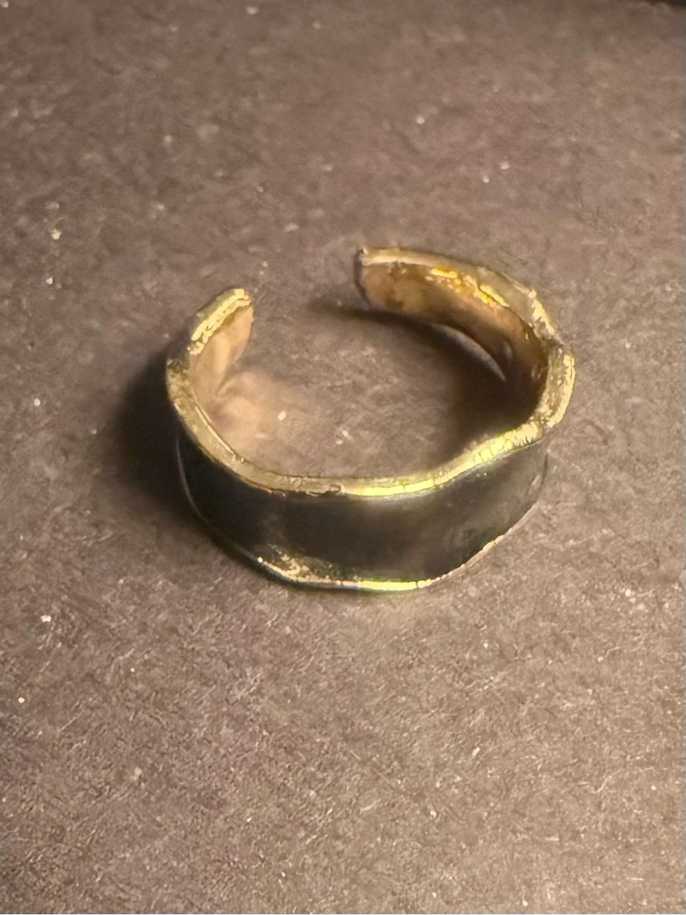 Black Enamel Wave Ring - Men's Fashion Band